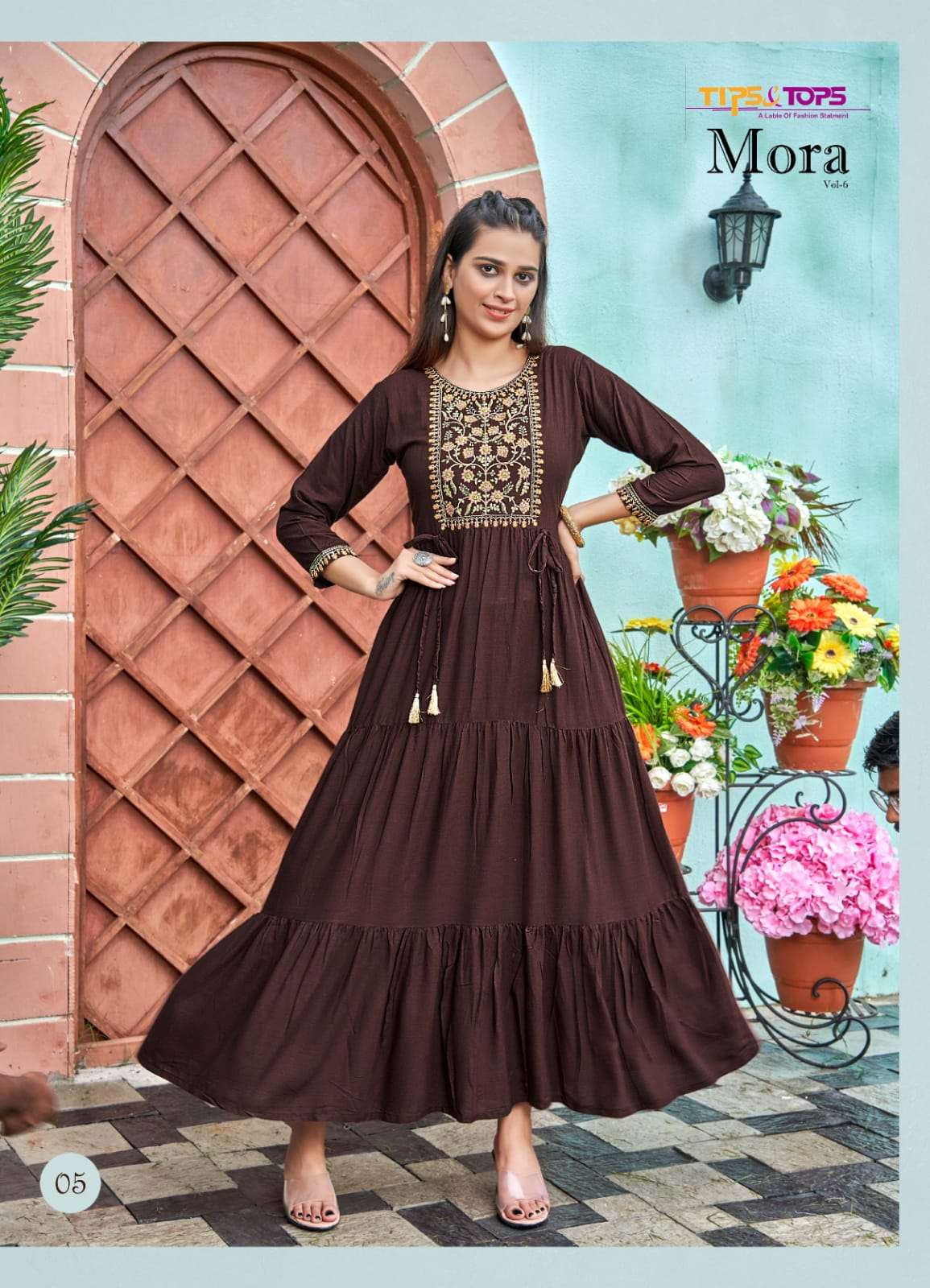Tips & Tops - Mora Vol 06- Handwork And Ghaghri-Pattern-Flair-Gown-Kurti-05